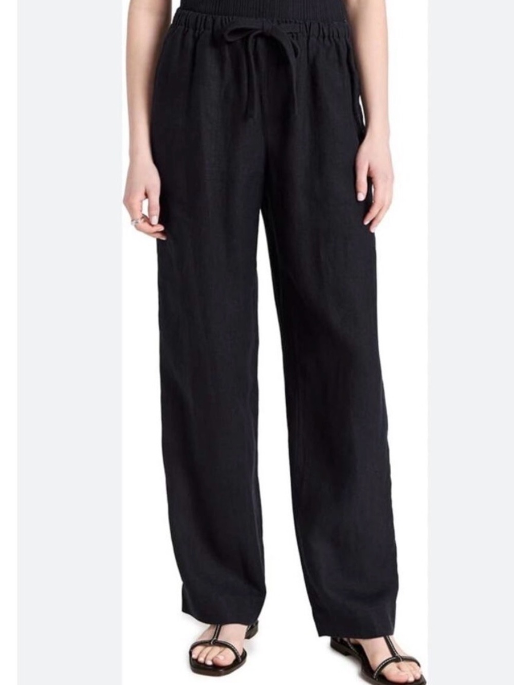 Vince Mid Waist Tie Front Pull On Navy Pants Women's Size M NWOT